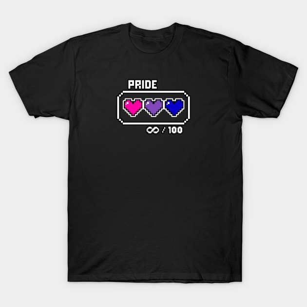 Bisexual Pride Videogame Life Bar Hearts T-Shirt by EmeryPens